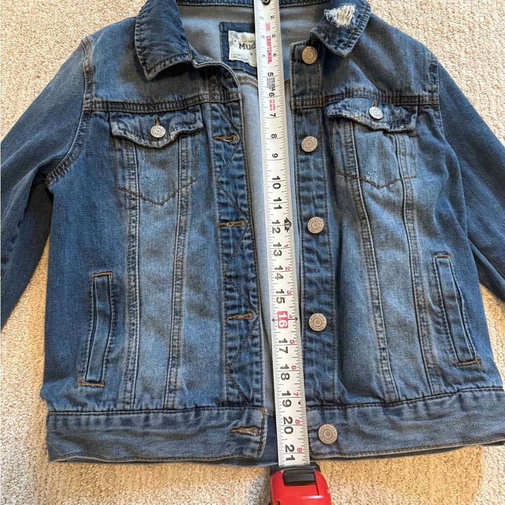 Vintage Y2K Mudd Denim Trucker Jacket - Distressed Faded Wash, Size Medium - Picture 8 of 9